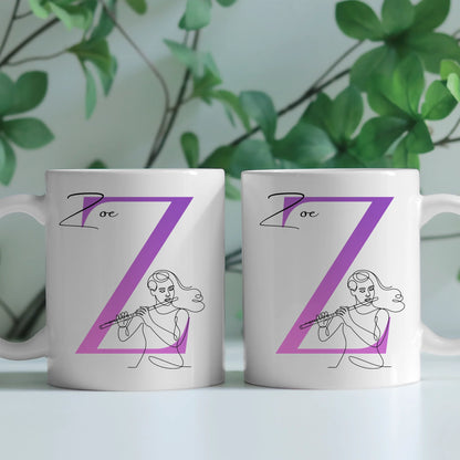 Personalisierte Tasse Mit Name Und Lineart Flötistin Mit Flöte Geschenk 2
