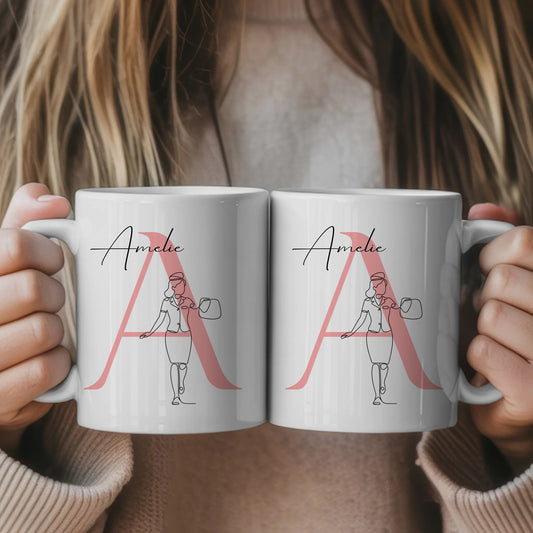 Tasse Mit Name Und Lineart Flugbegleiterin Flugbegleiter personalisiertes Geschenk 1