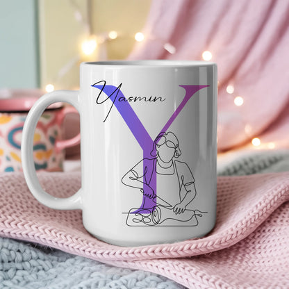 Personalisierte Tasse Mit Name Lineart Fleischerin Fleischer Geschenk für Fleischliebhaber 3