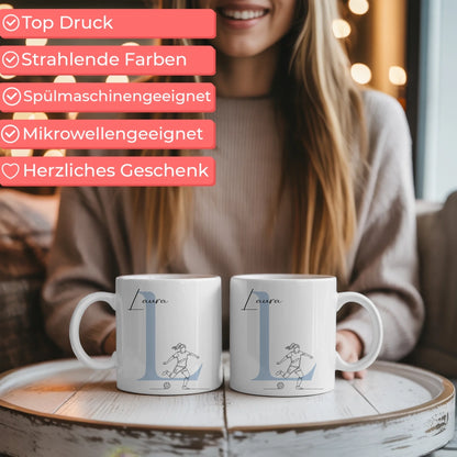 Ausgefallene Tassen Mit Name Lineart Fußballerin Fußball personalisierte Geschenke 6
