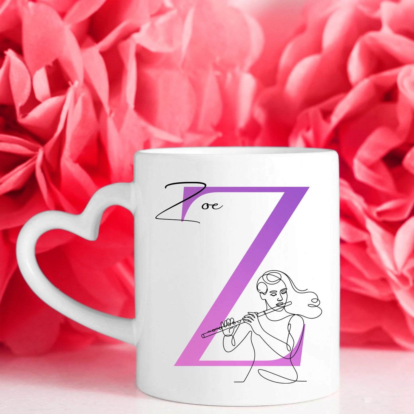 Personalisierte Tasse Mit Name Und Lineart Flötistin Mit Flöte Geschenk 7