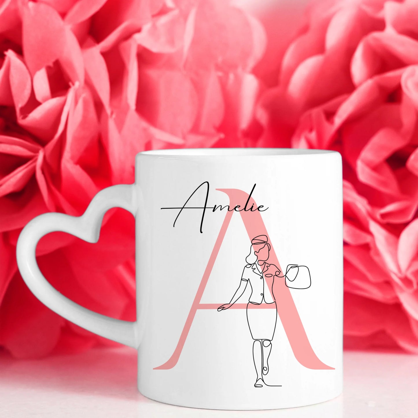 Tasse Mit Name Und Lineart Flugbegleiterin Flugbegleiter personalisiertes Geschenk 7