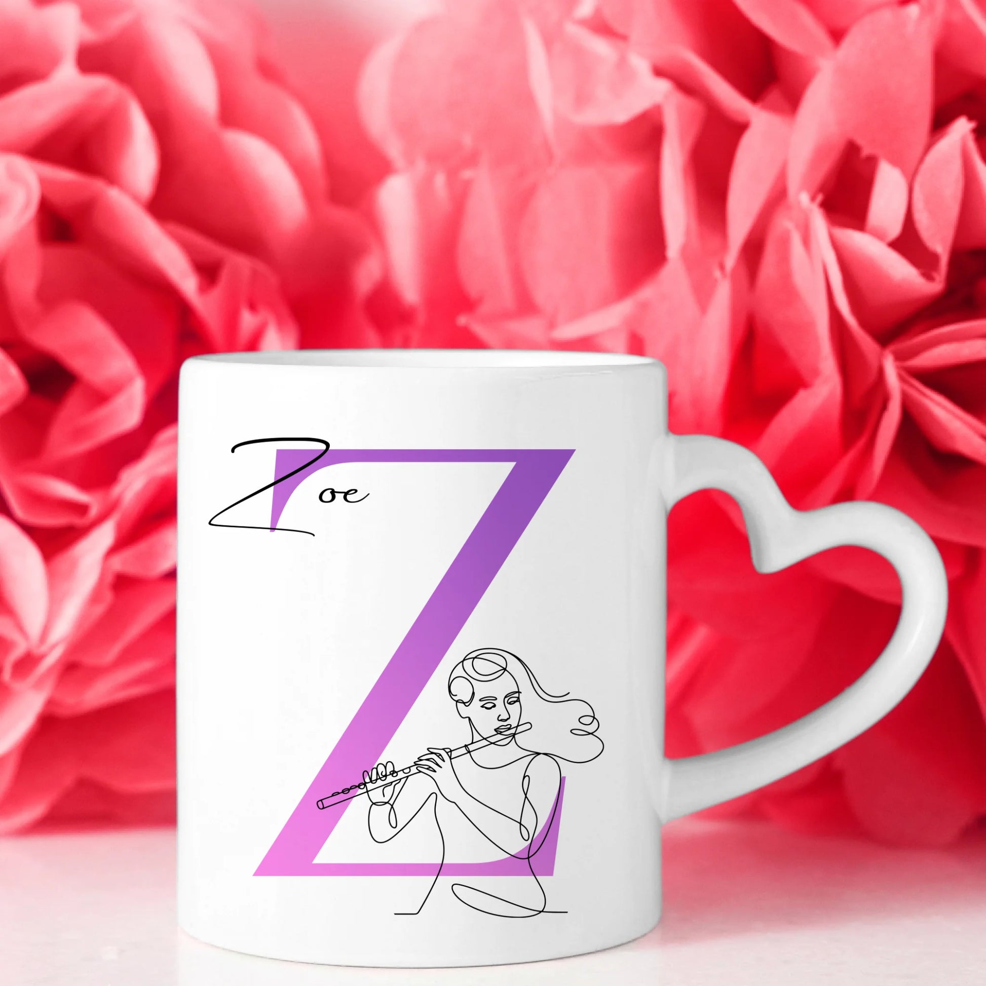 Personalisierte Tasse Mit Name Und Lineart Flötistin Mit Flöte Geschenk 8