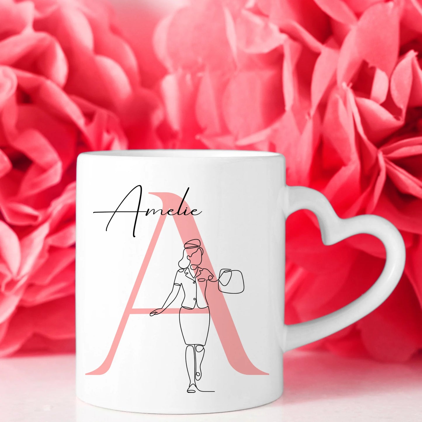 Tasse Mit Name Und Lineart Flugbegleiterin Flugbegleiter personalisiertes Geschenk 8