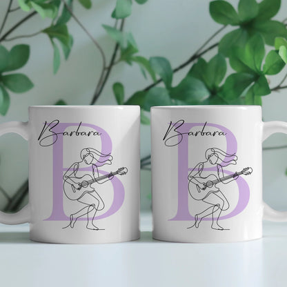 Ausgefallene Tassen Mit Name Lineart Gitarristin Gitarre Personalisierte Geschenke 2