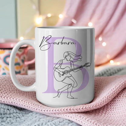 Ausgefallene Tassen Mit Name Lineart Gitarristin Gitarre Personalisierte Geschenke 3