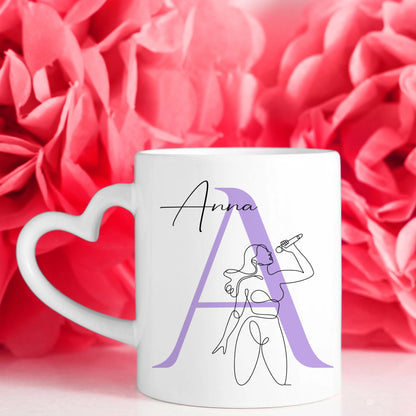 Personalisierte Tasse Mit Name Lineart Sängerin Gesang Geschenk für Musikliebhaber 7