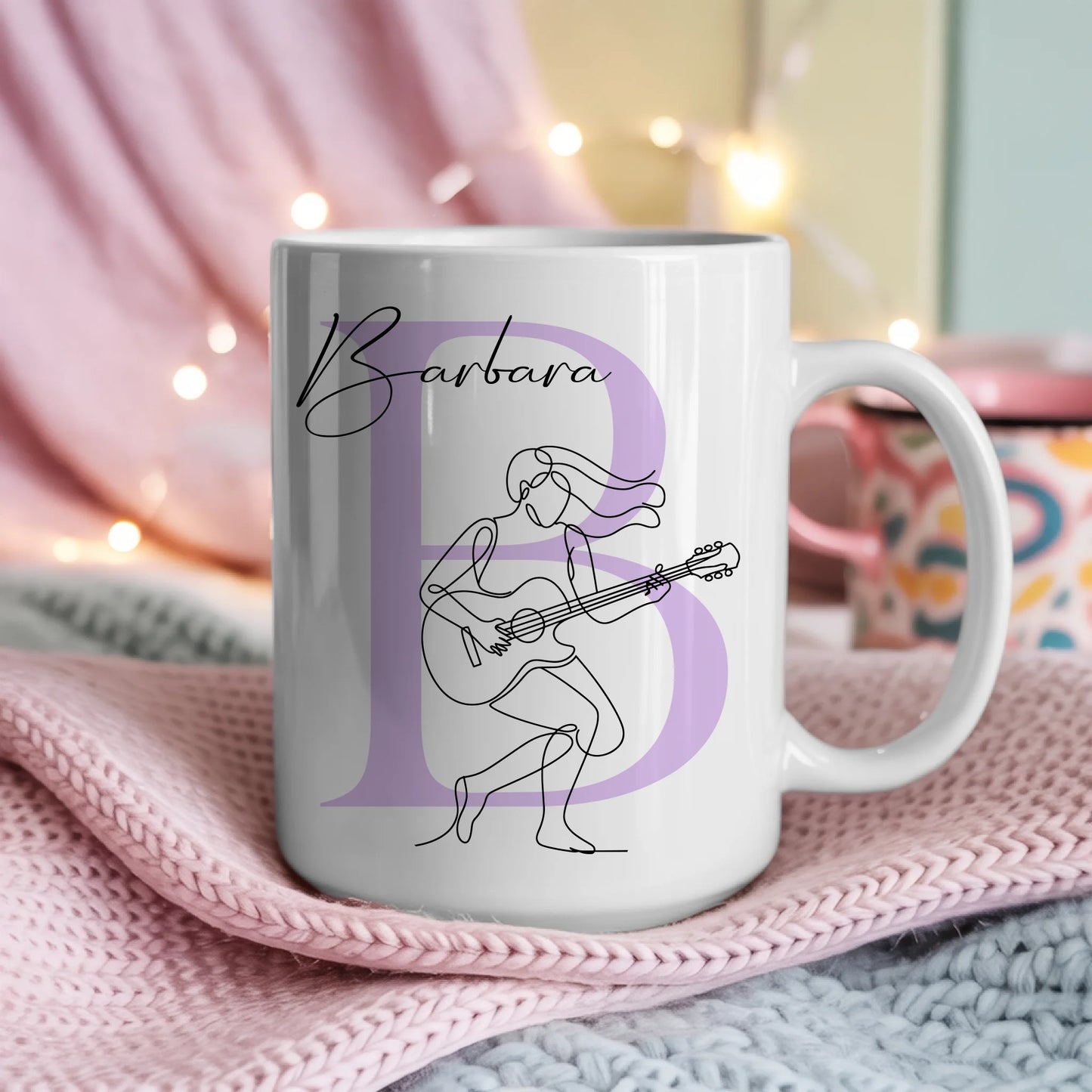 Ausgefallene Tassen Mit Name Lineart Gitarristin Gitarre Personalisierte Geschenke 4