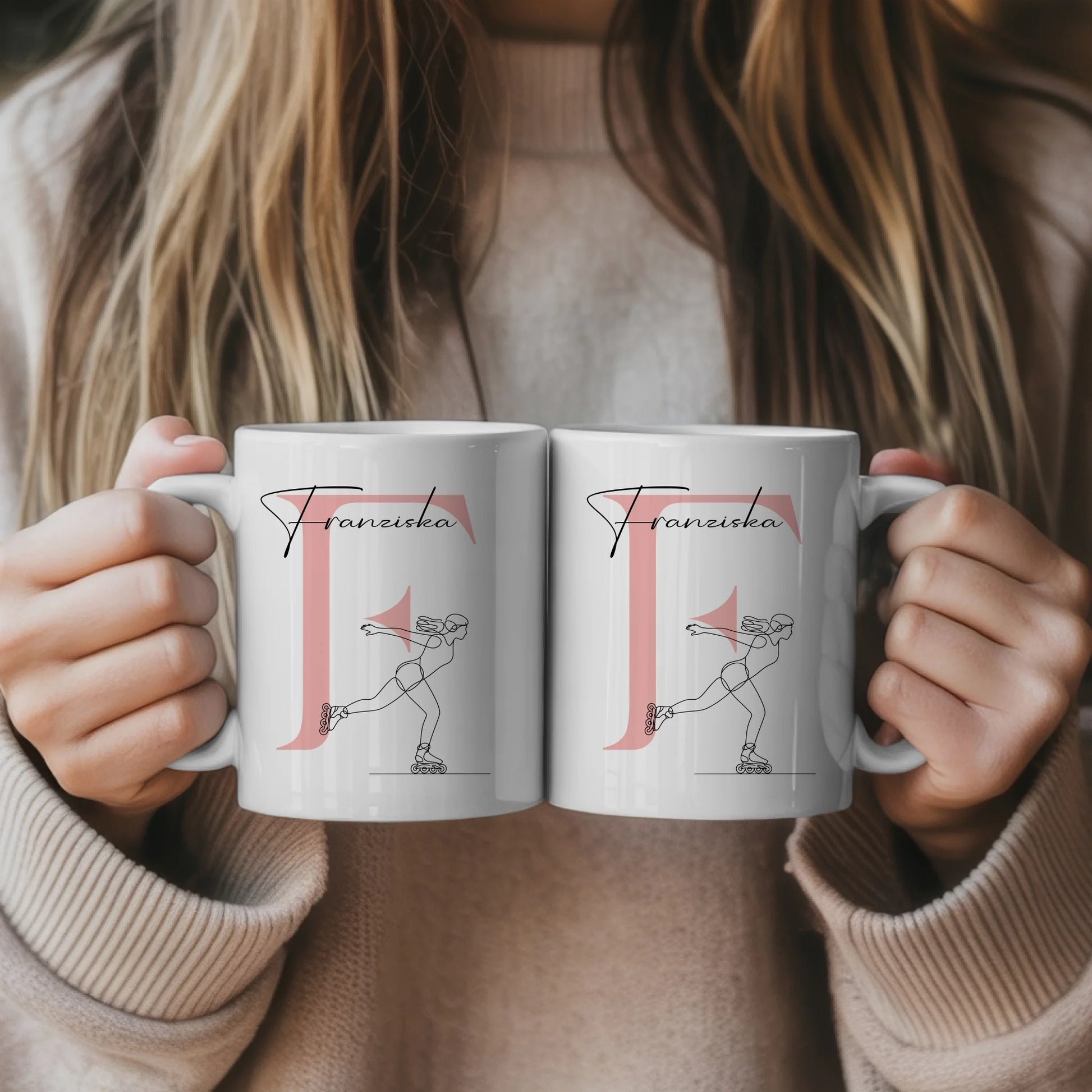 Ausgefallene Tassen Mit Name Lineart Inline Skaterin Inline Skaten Personalisiertes Geschenk 5