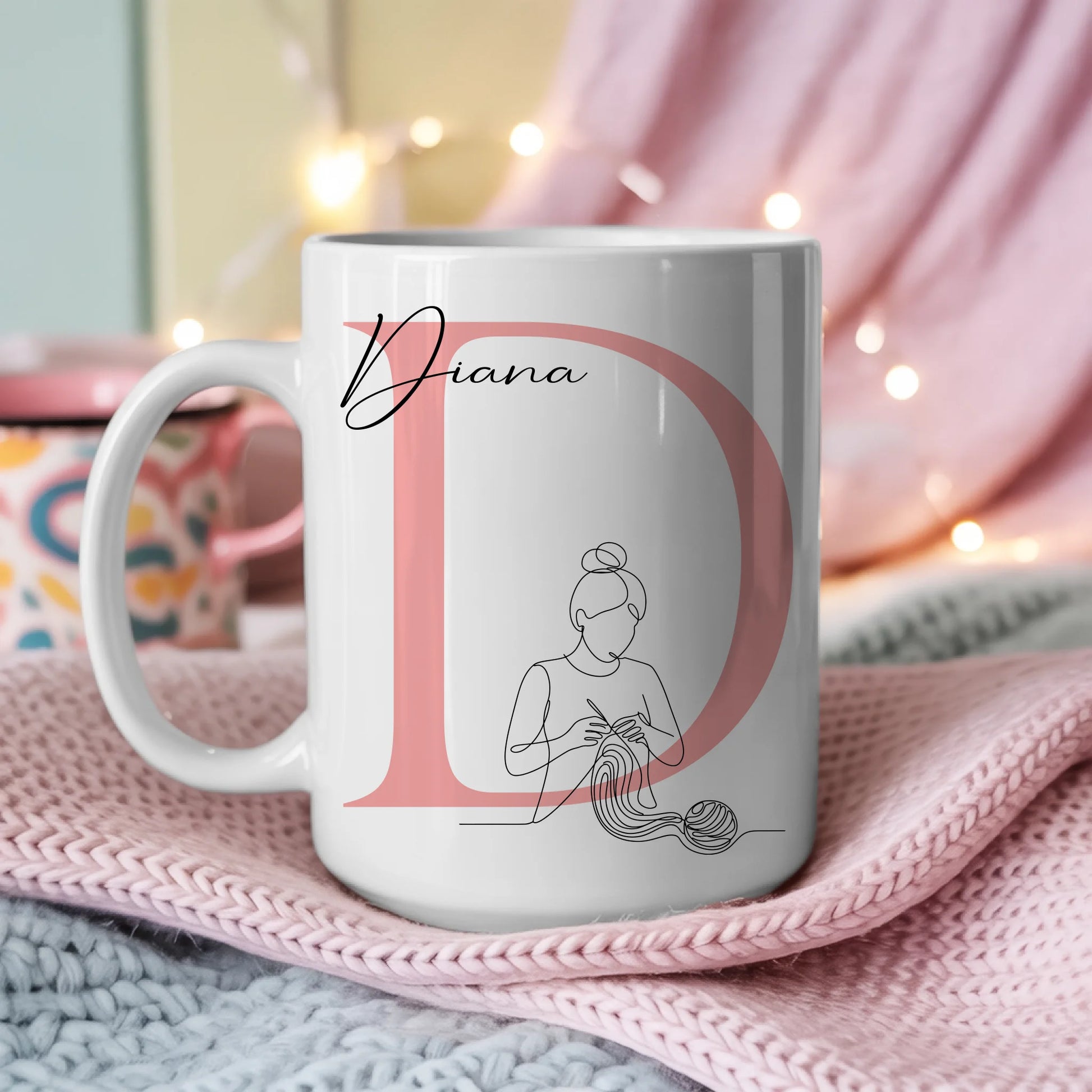 Ausgefallene Tassen Mit Name Lineart Häklerin Häkeln Personalisierte Geschenke für jeden Anlass 3