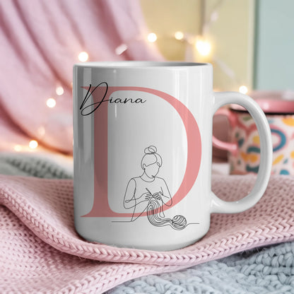Ausgefallene Tassen Mit Name Lineart Häklerin Häkeln Personalisierte Geschenke für jeden Anlass 4