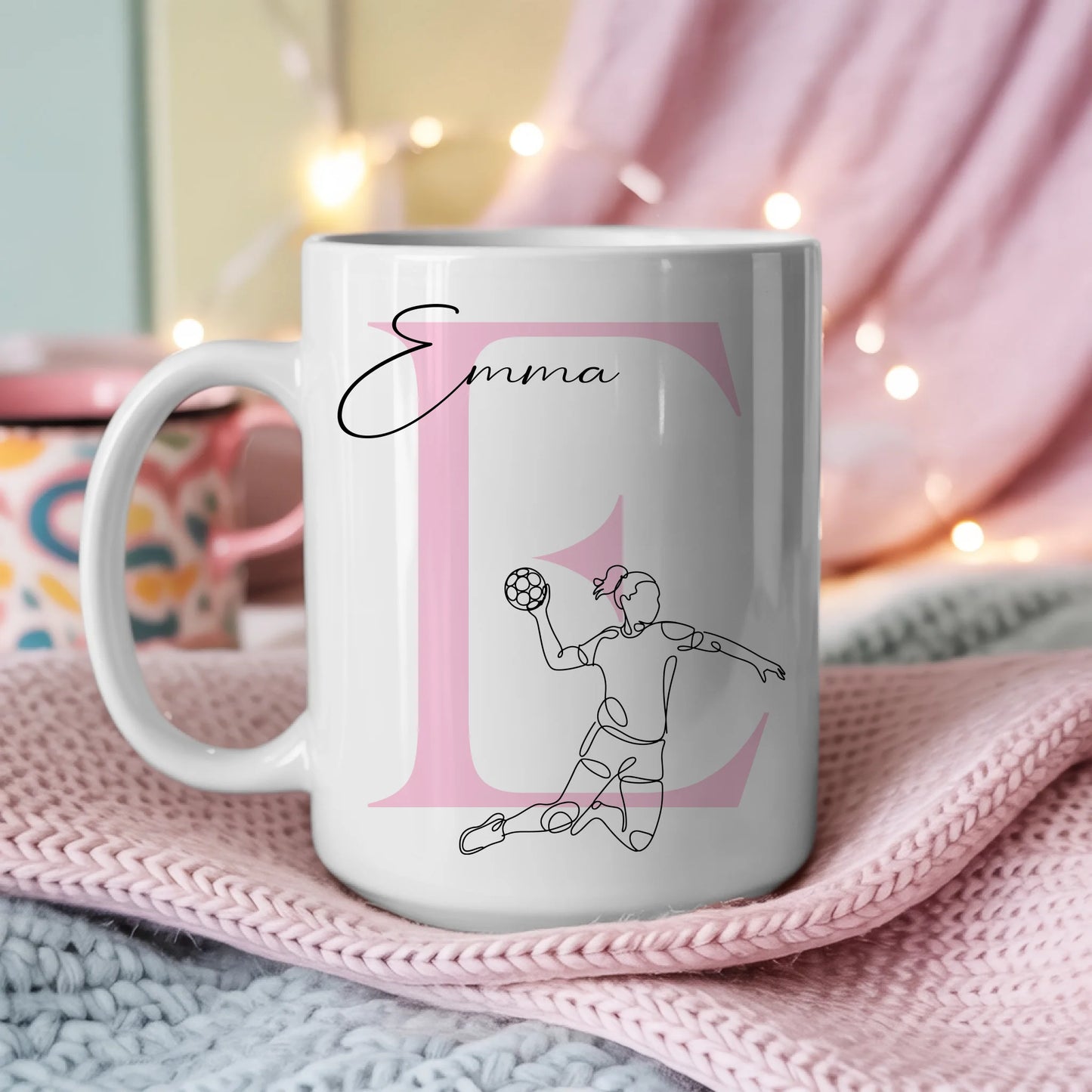 Ausgefallene Tassen Mit Name Lineart Handballerin Handball personalisiertes Geschenk 3