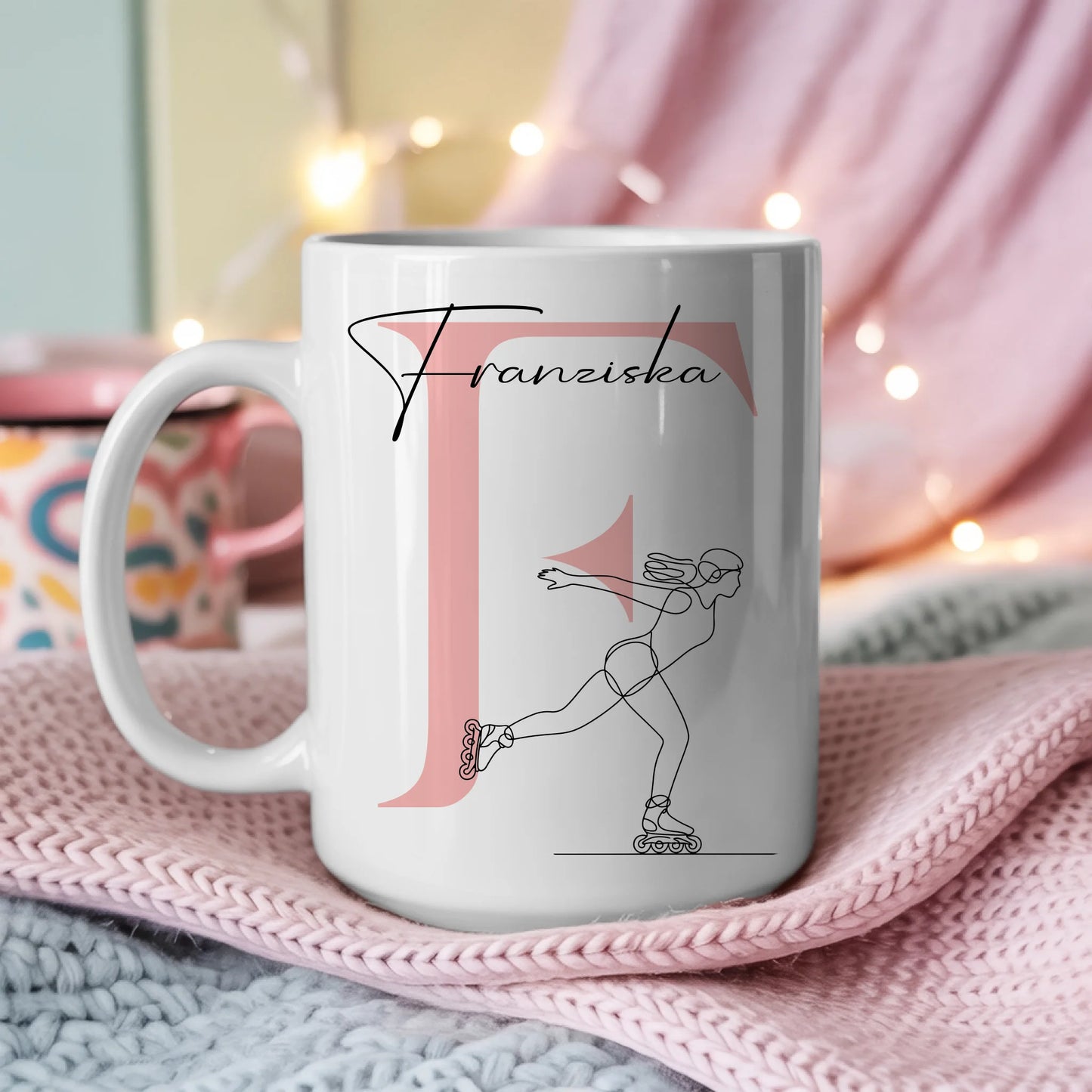 Ausgefallene Tassen Mit Name Lineart Inline Skaterin Inline Skaten Personalisiertes Geschenk 3