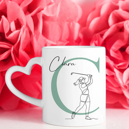 Ausgefallene Tassen Mit Name Lineart Golferin Golf Personalisiertes Geschenk für Damen 7