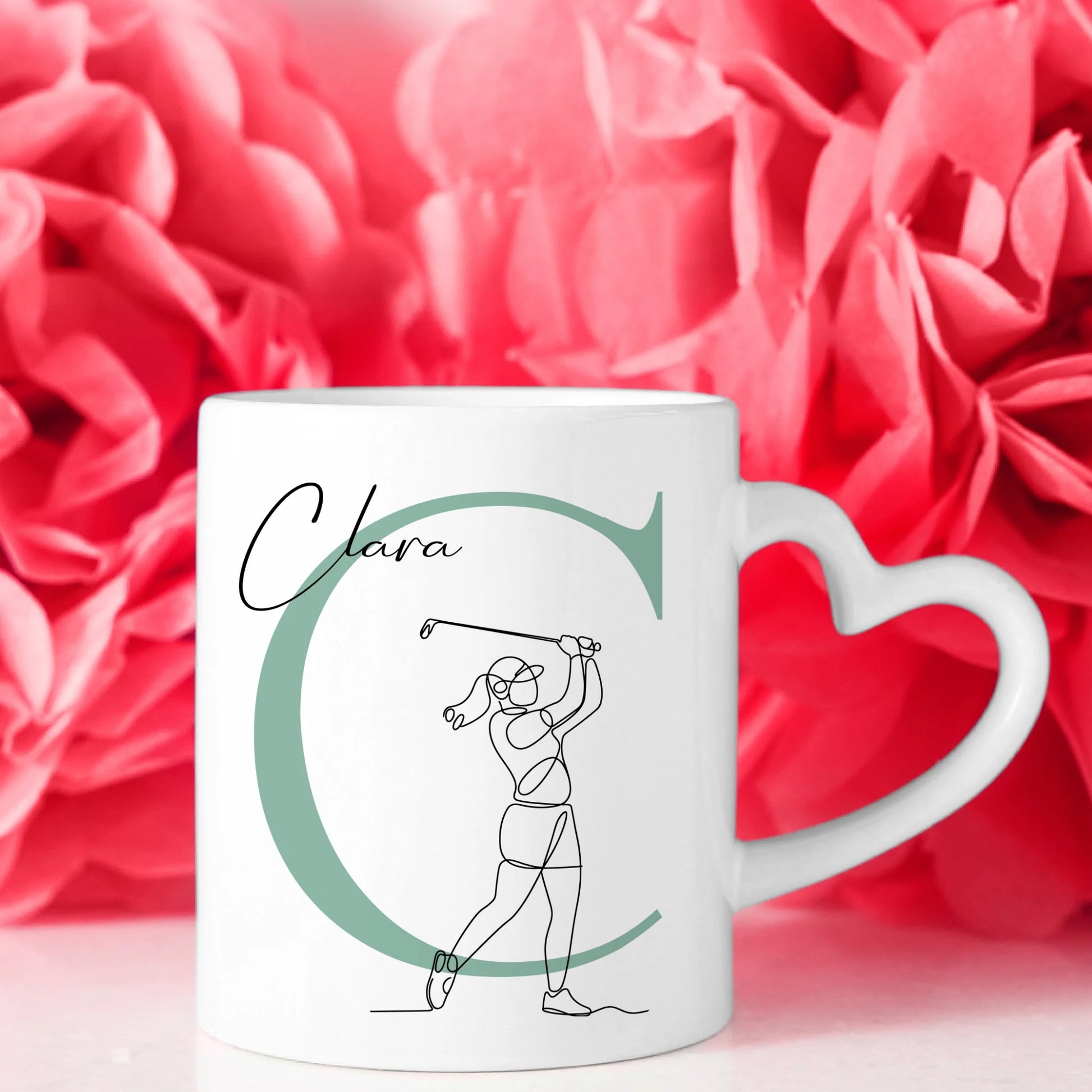 Ausgefallene Tassen Mit Name Lineart Golferin Golf Personalisiertes Geschenk für Damen 8