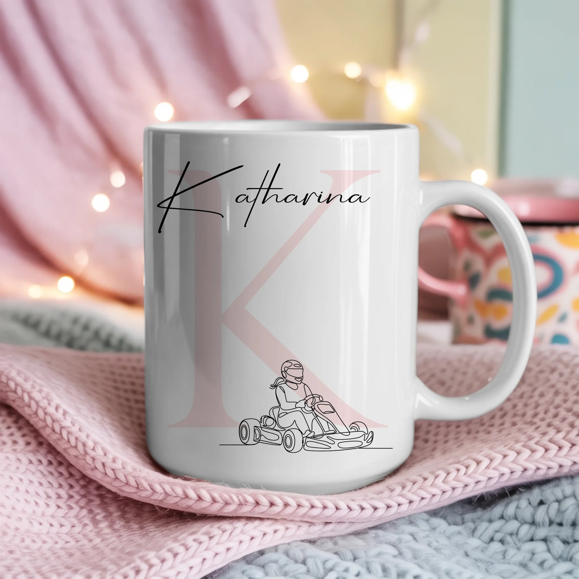 Personalisierte Tasse Mit Name Und Lineart Kartfahrerin Kartrennen Geschenk 4