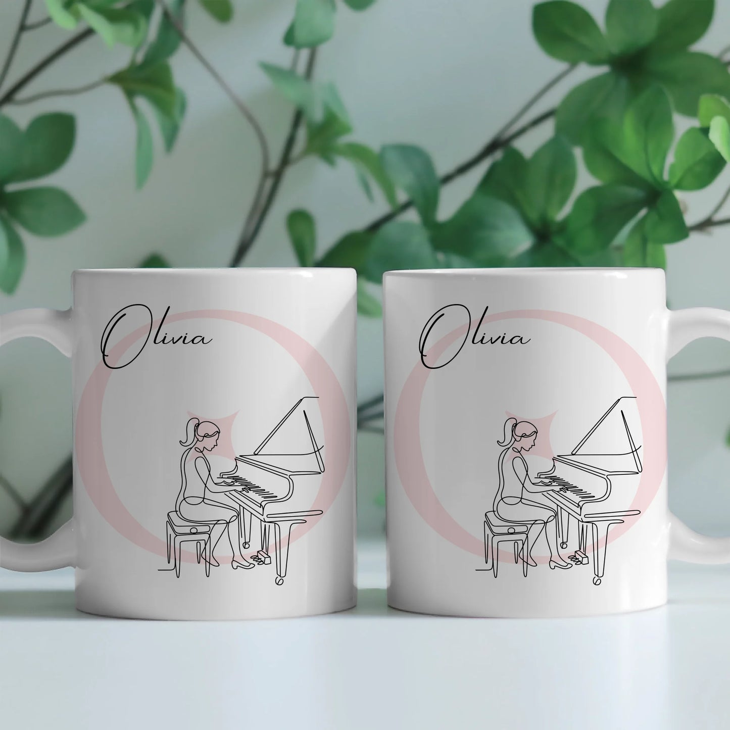 Personalisierte Tasse Mit Name Und Lineart für Pianistin und Klavier Fans 2