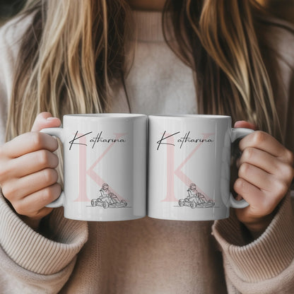 Personalisierte Tasse Mit Name Und Lineart Kartfahrerin Kartrennen Geschenk 5