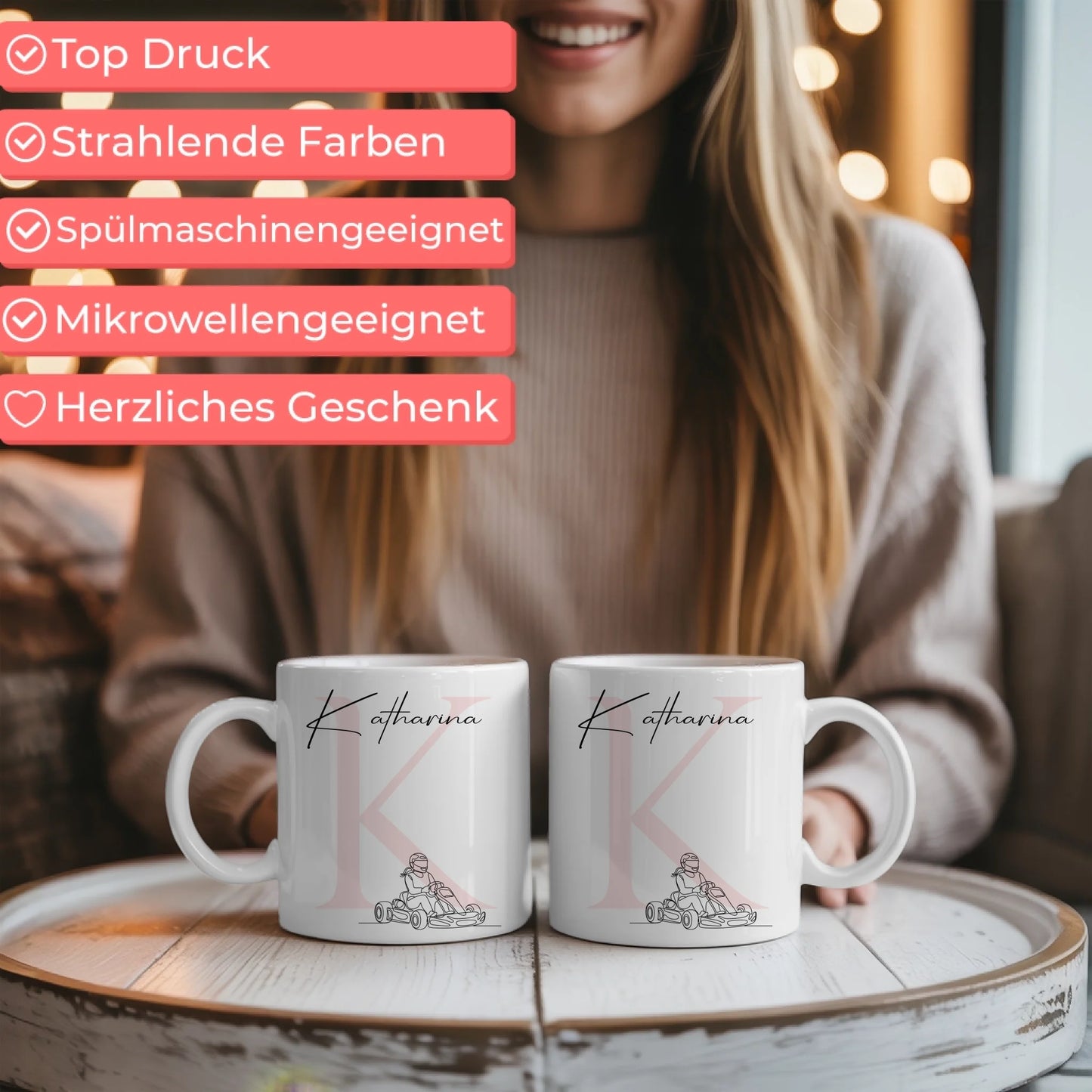 Personalisierte Tasse Mit Name Und Lineart Kartfahrerin Kartrennen Geschenk 6