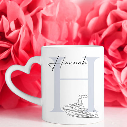 Personalisierte Tasse Mit Name Und Lineart Jetskifahrerin Für Jetskifahren 7