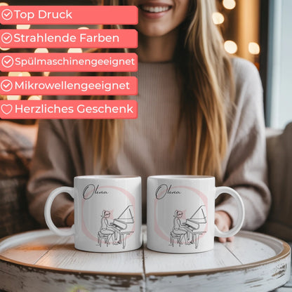 Personalisierte Tasse Mit Name Und Lineart für Pianistin und Klavier Fans 6