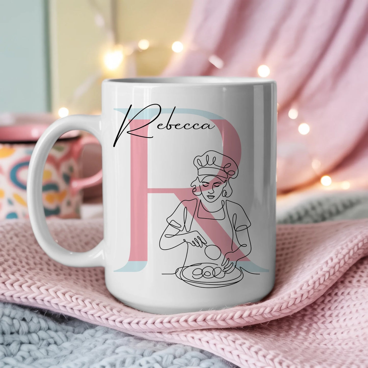 Personalisierte Tasse Mit Name Lineart Konditorin Konditor Geschenk für Backliebhaber 3