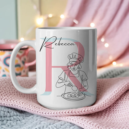 Personalisierte Tasse Mit Name Lineart Konditorin Konditor Geschenk für Backliebhaber 3
