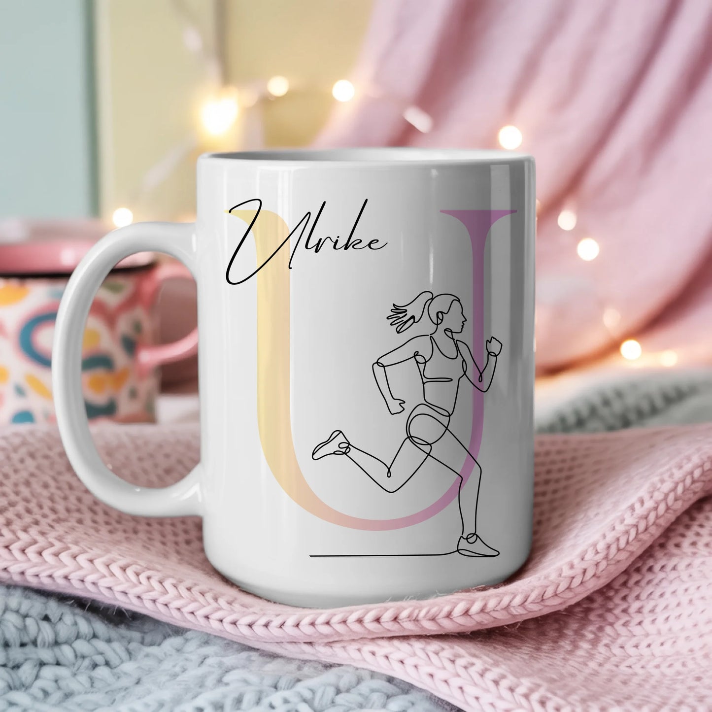 Ausgefallene Tassen Mit Name Lineart Marathonläuferin Marathon Personalisiert 3