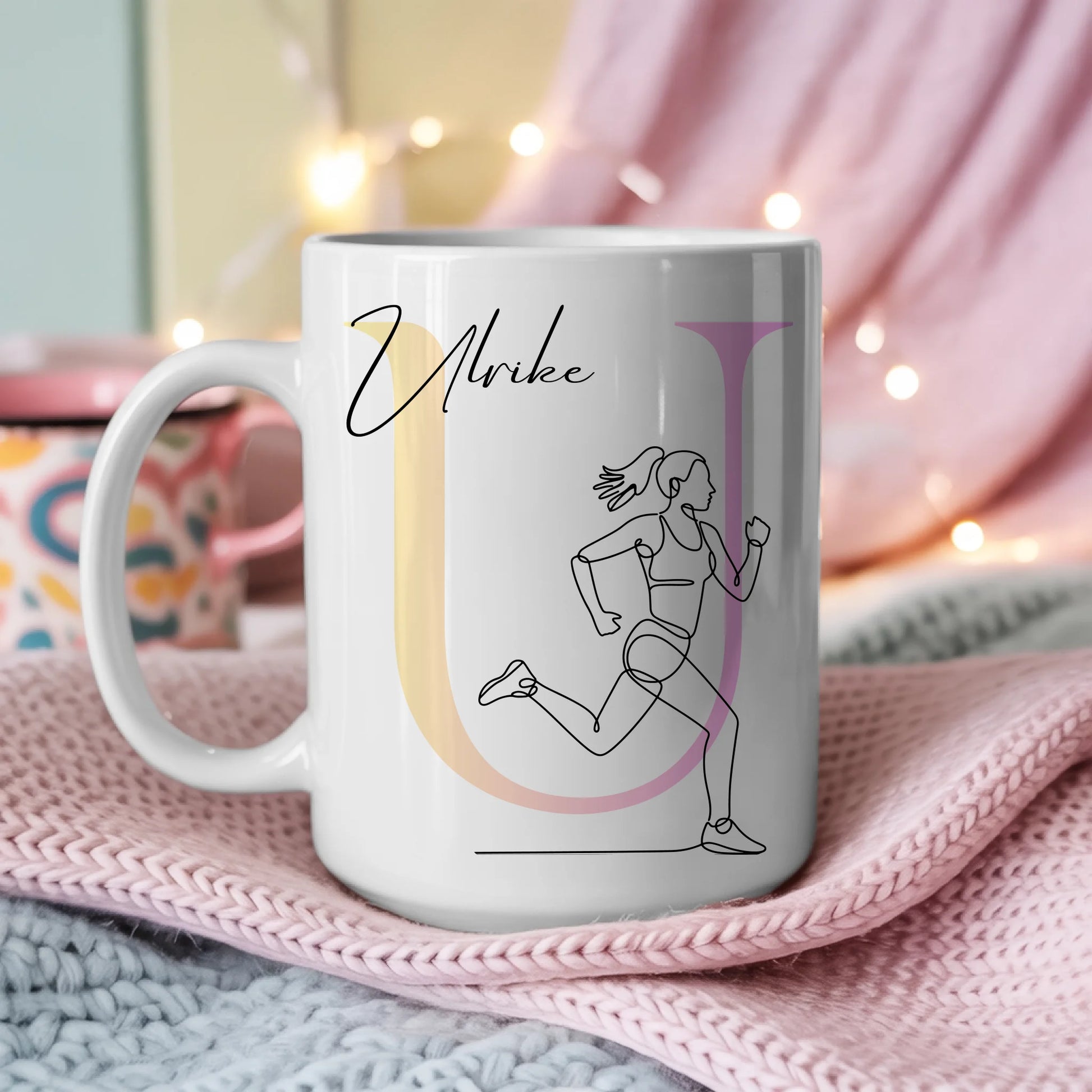 Ausgefallene Tassen Mit Name Lineart Marathonläuferin Marathon Personalisiert 3