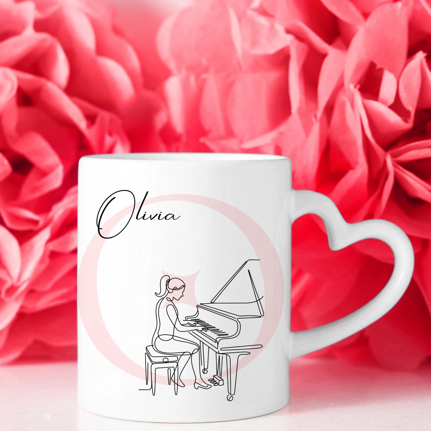 Personalisierte Tasse Mit Name Und Lineart für Pianistin und Klavier Fans 8