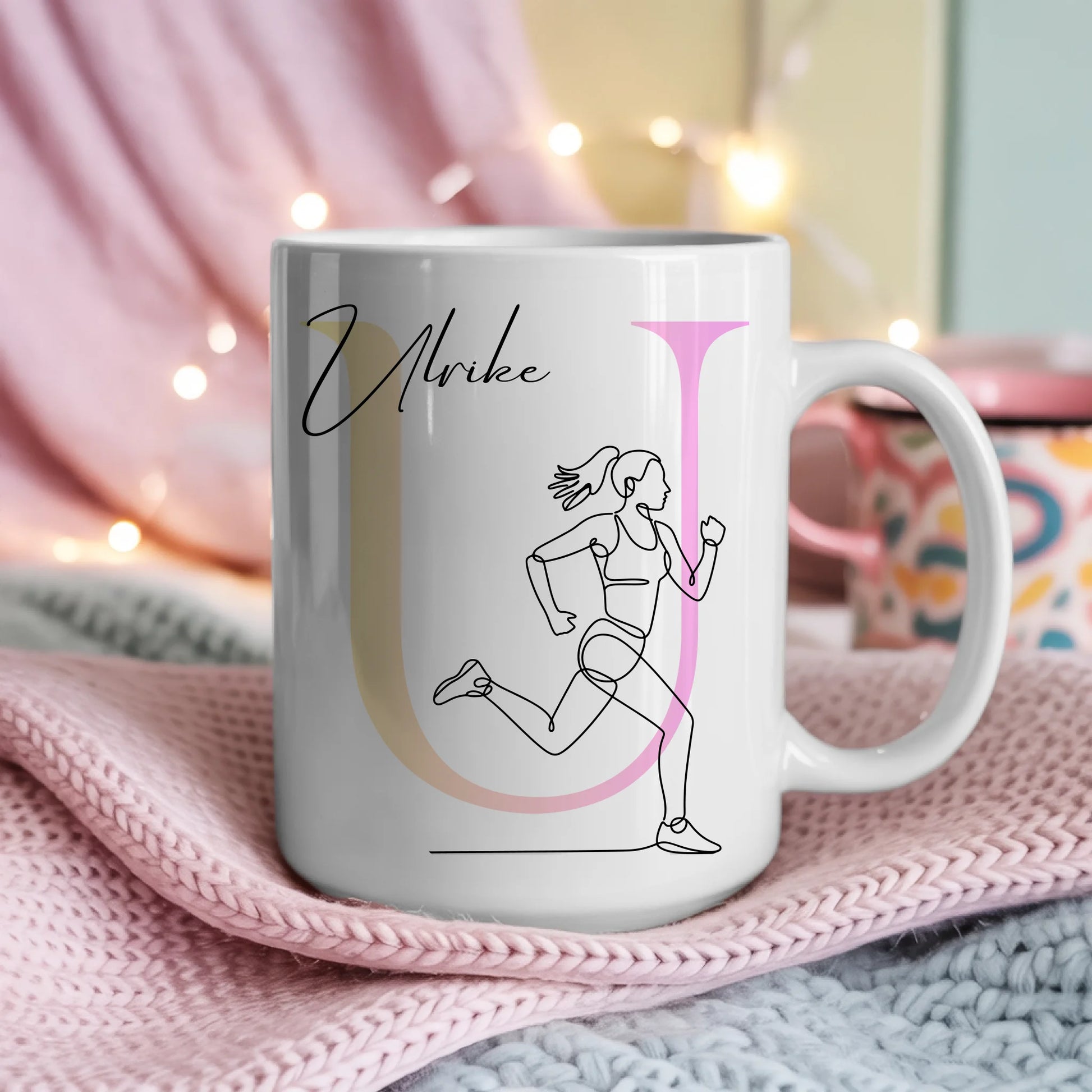 Ausgefallene Tassen Mit Name Lineart Marathonläuferin Marathon Personalisiert 4