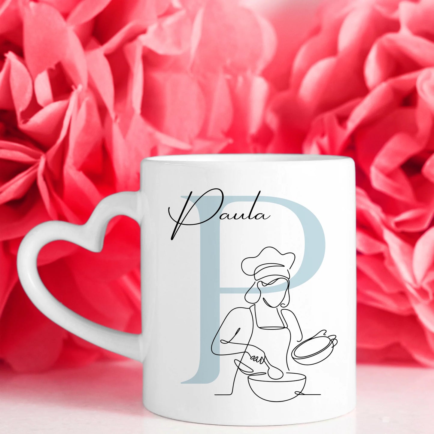Ausgefallene Tassen Mit Name Lineart Köchin Kochen Personalisierte Geschenke 7