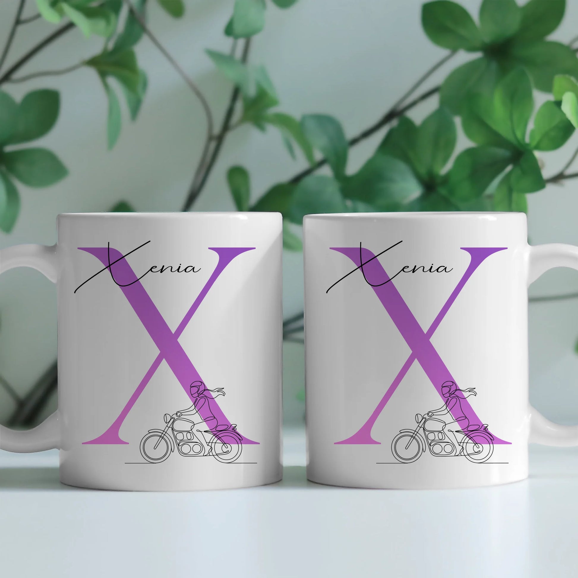 Ausgefallene Tassen Mit Name Lineart Motorradfahrerin Motorradfahren Personalisierte Geschenke 2