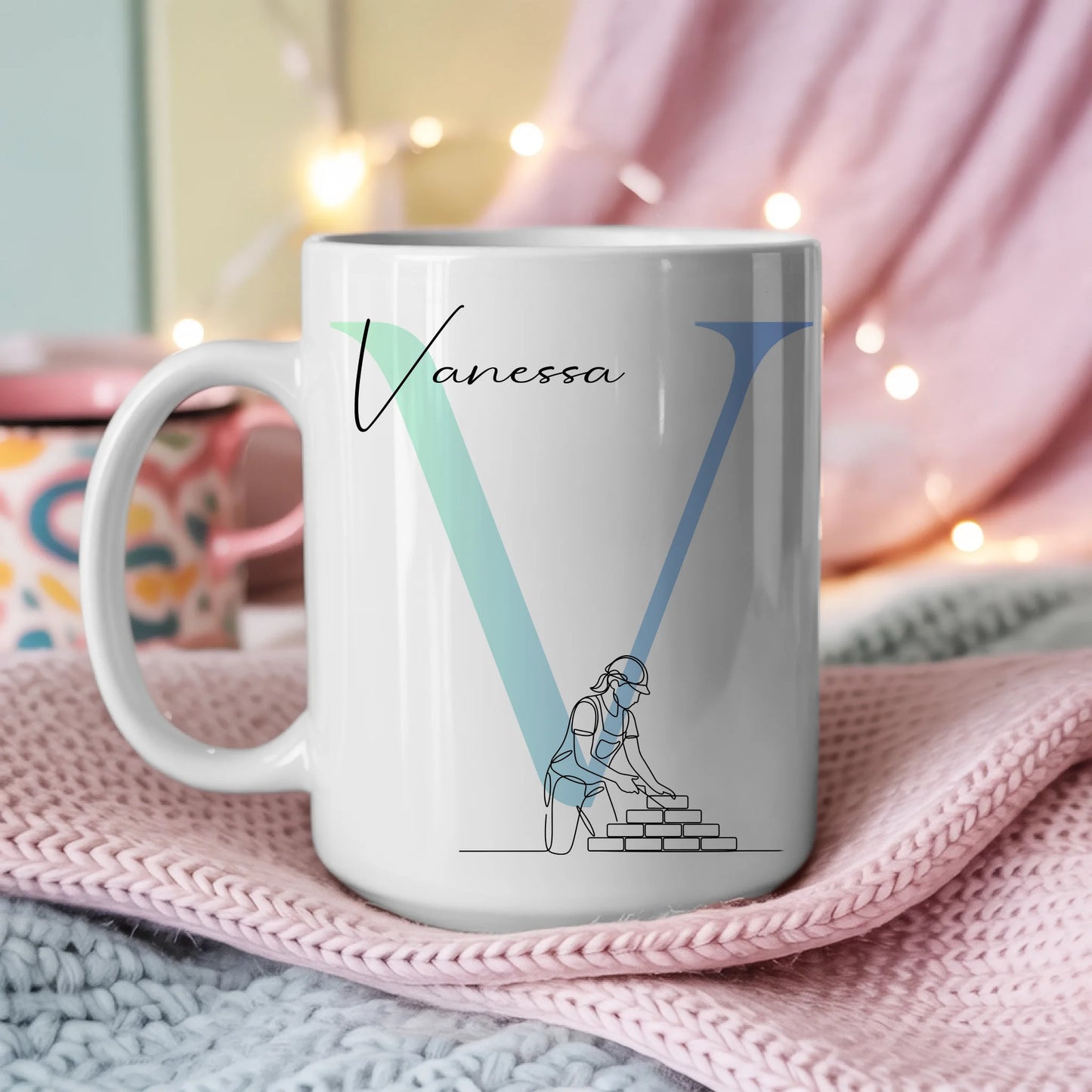 Kaffee Tasse Personalisiert Lineart Maurerin Maurer Individuelles Geschenk 3