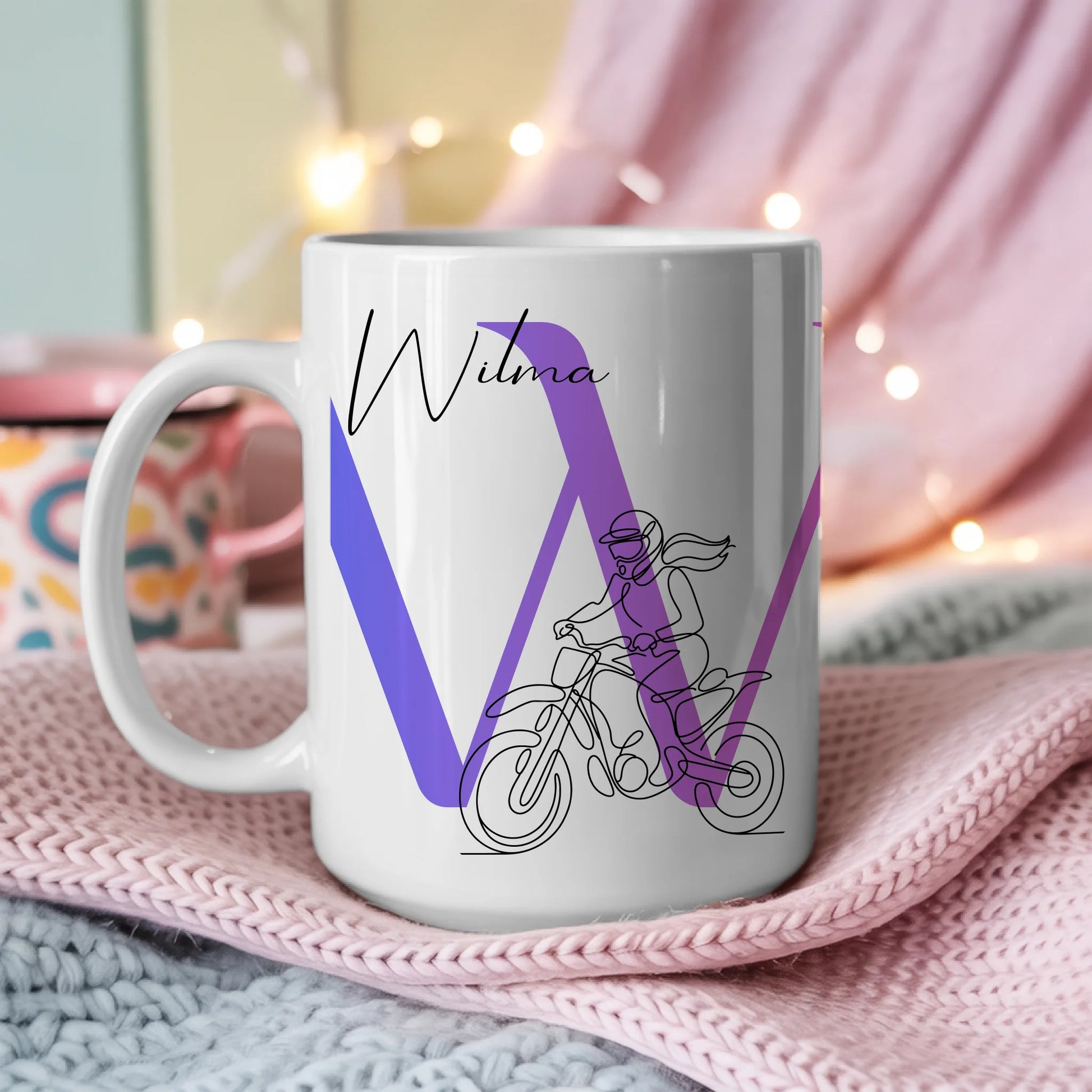 Ausgefallene Tassen Mit Name Lineart Motocrosserin Motocross Personalisiertes Geschenk 3