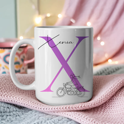 Ausgefallene Tassen Mit Name Lineart Motorradfahrerin Motorradfahren Personalisierte Geschenke 3