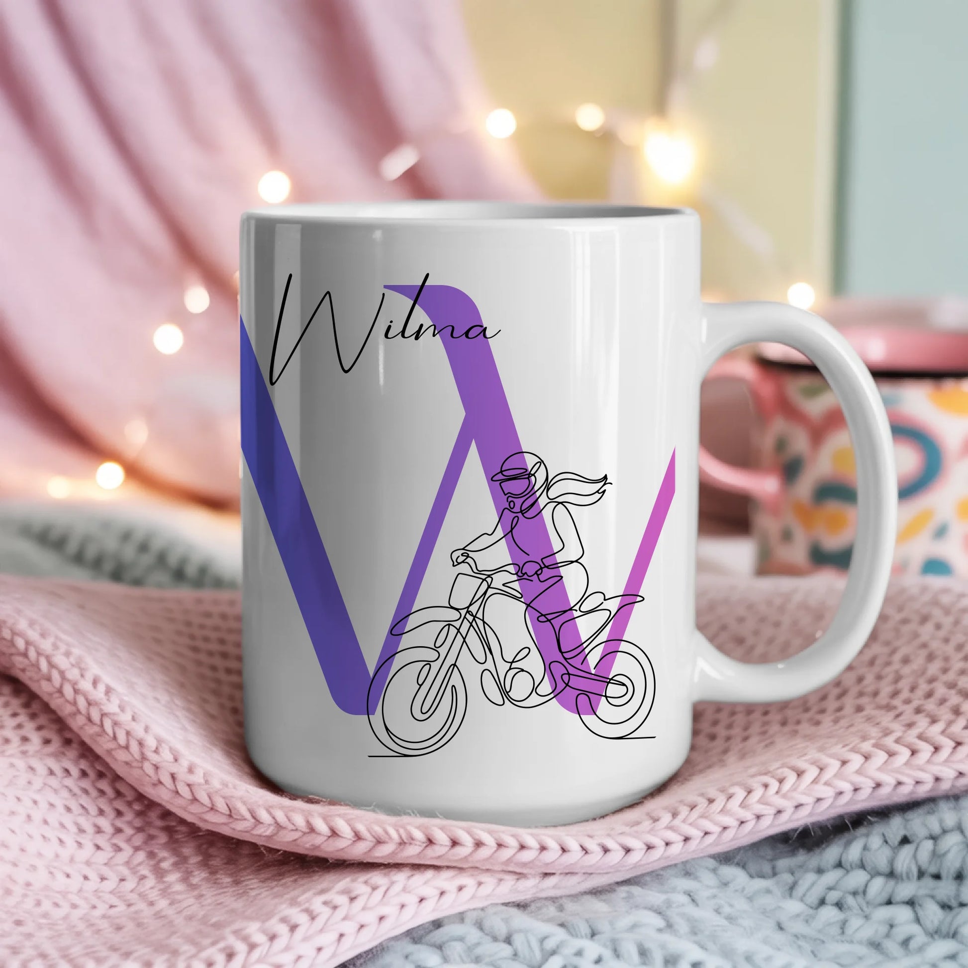 Ausgefallene Tassen Mit Name Lineart Motocrosserin Motocross Personalisiertes Geschenk 4