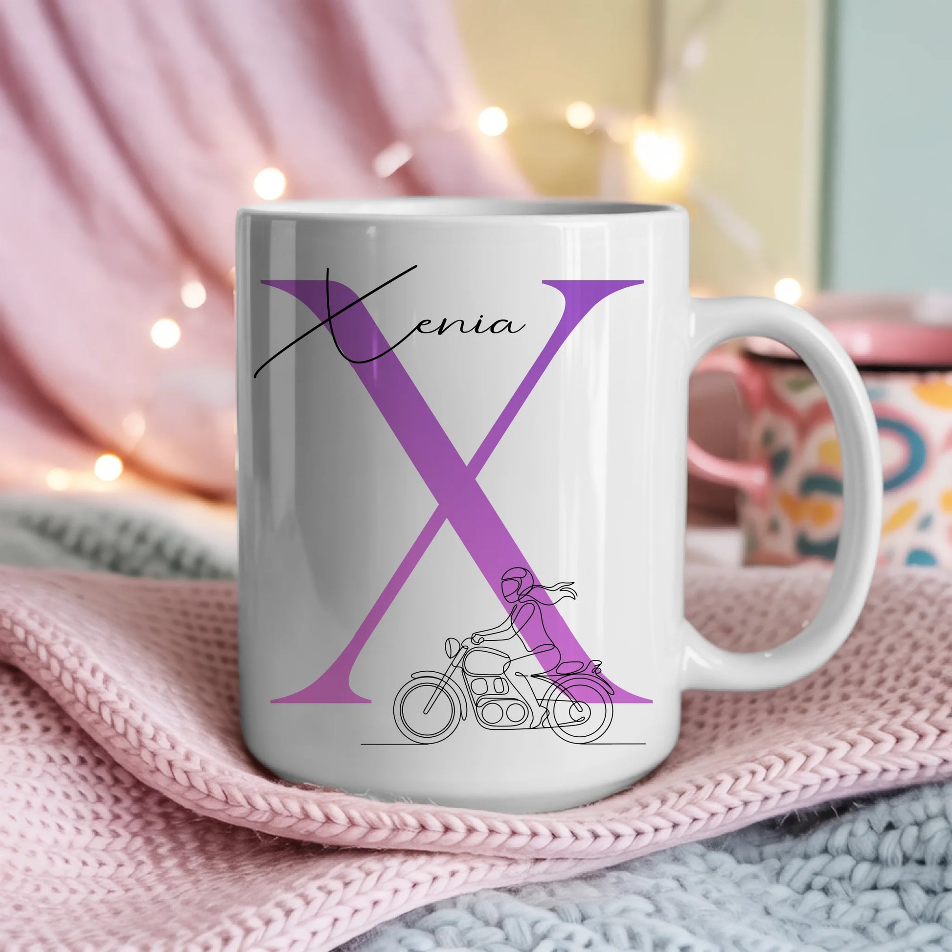 Ausgefallene Tassen Mit Name Lineart Motorradfahrerin Motorradfahren Personalisierte Geschenke 4