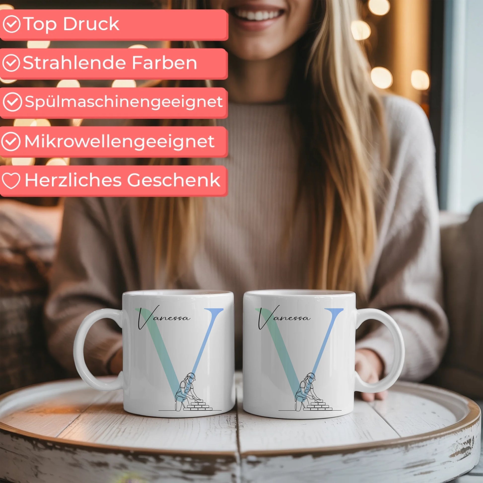Kaffee Tasse Personalisiert Lineart Maurerin Maurer Individuelles Geschenk 6