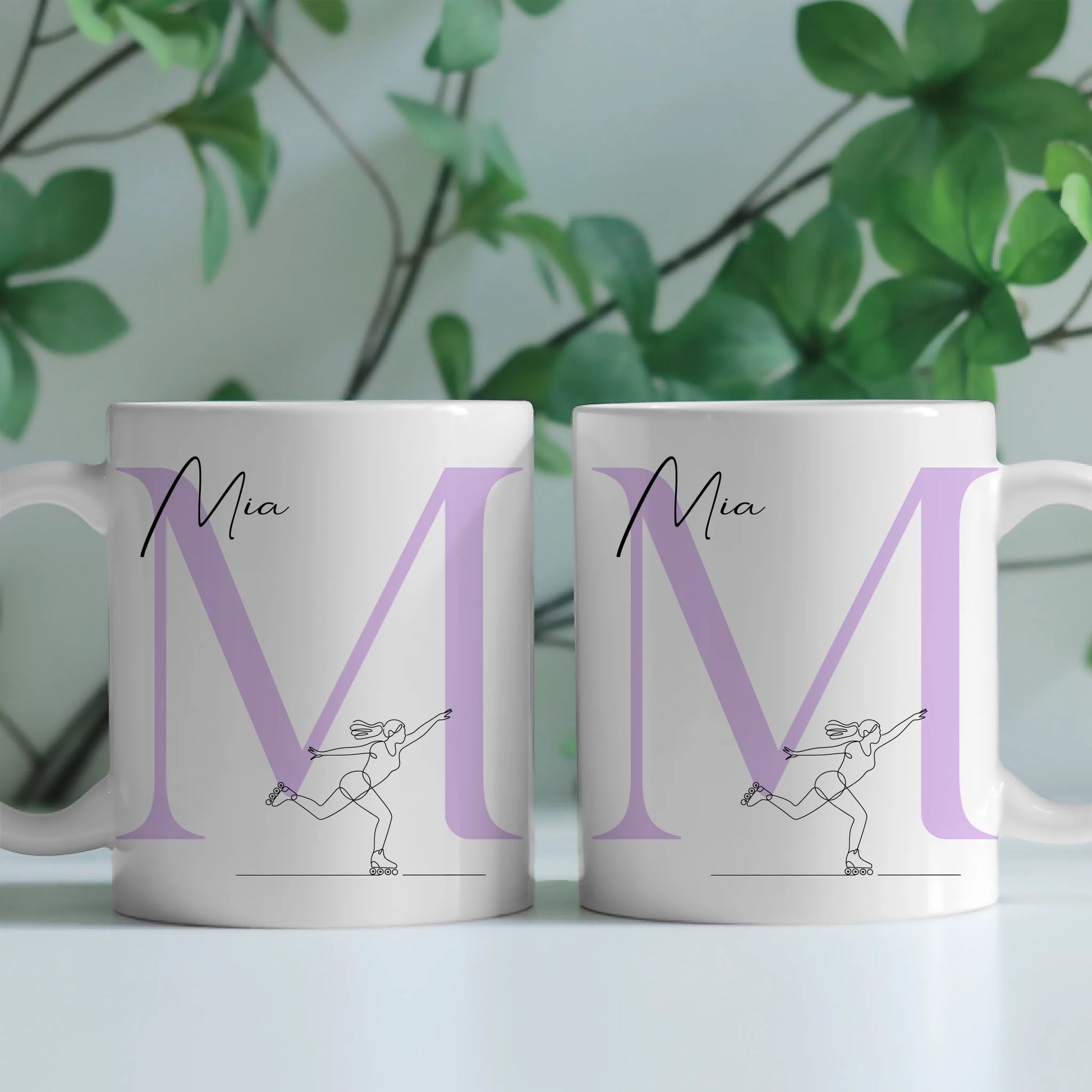 Kaffee Tasse Personalisiert Lineart Rollschuhläuferin Rollschuhlaufen 2