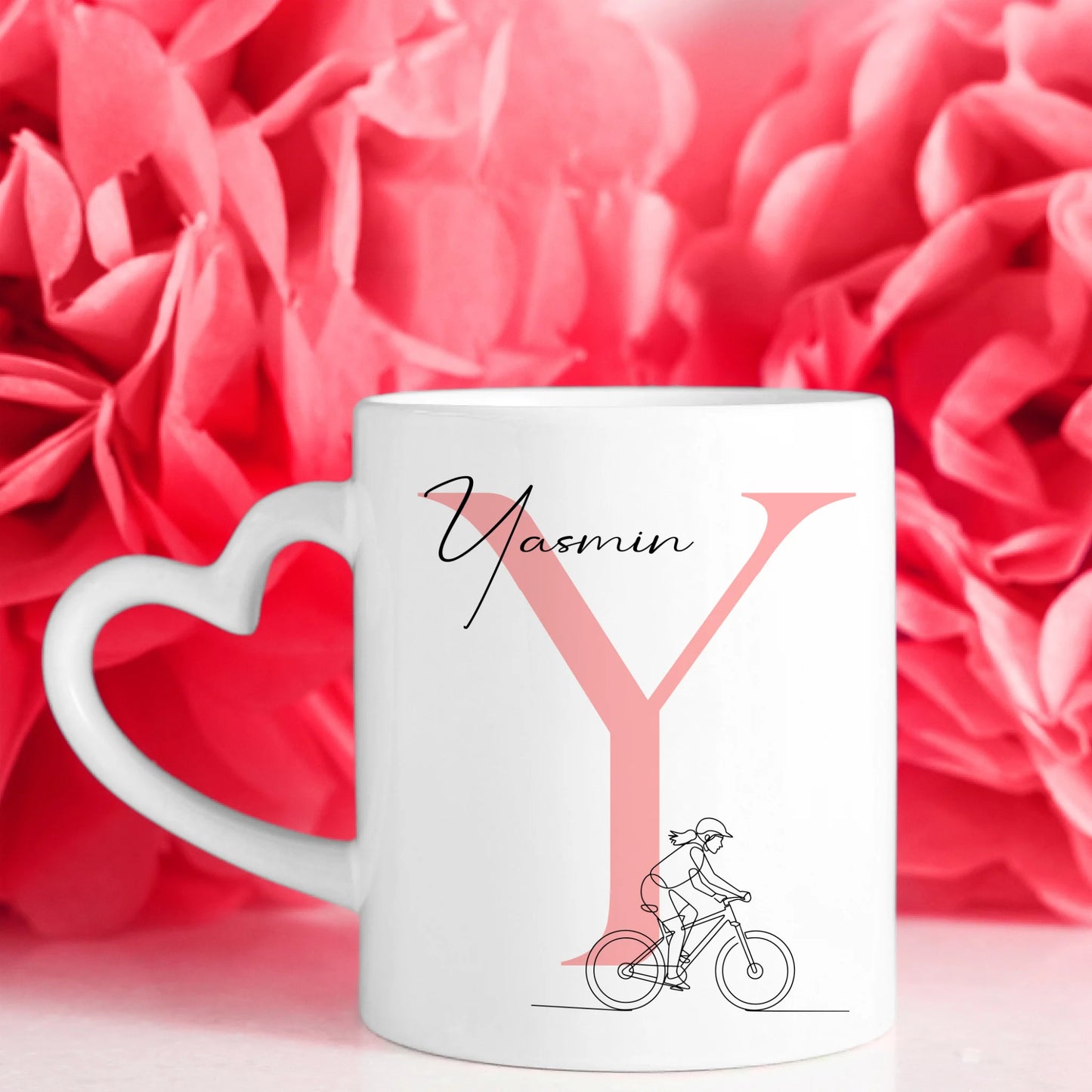 Personalisierte Tasse Mit Name Und Lineart Mountainbikerin Für Mountainbiken 7