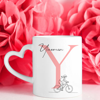Personalisierte Tasse Mit Name Und Lineart Mountainbikerin Für Mountainbiken 7