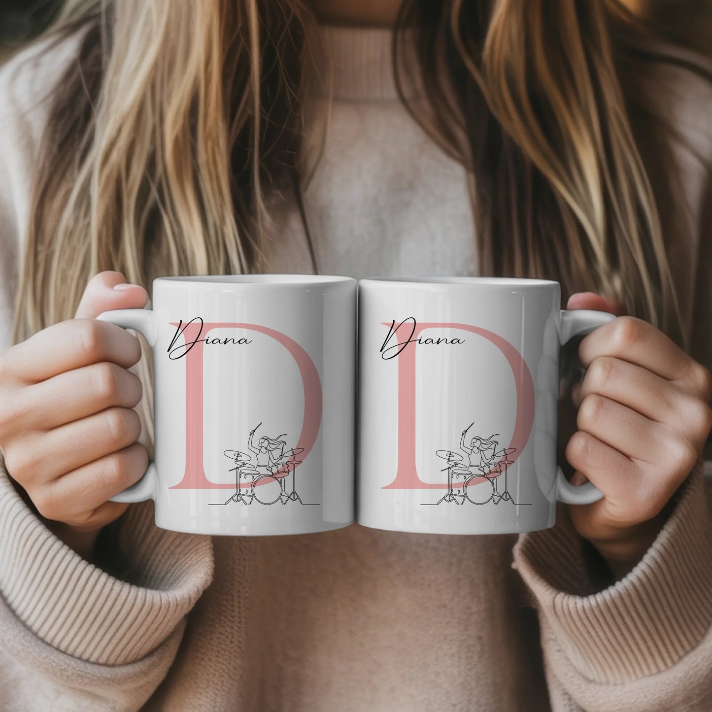 Personalisierte Tasse Mit Name Und Lineart Schlagzeugerin Schlagzeug Geschenk für Musikerinnen 5