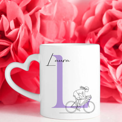 Personalisierte Tasse Mit Name Lineart für Rennradfahrerin zum Rennradfahren 7