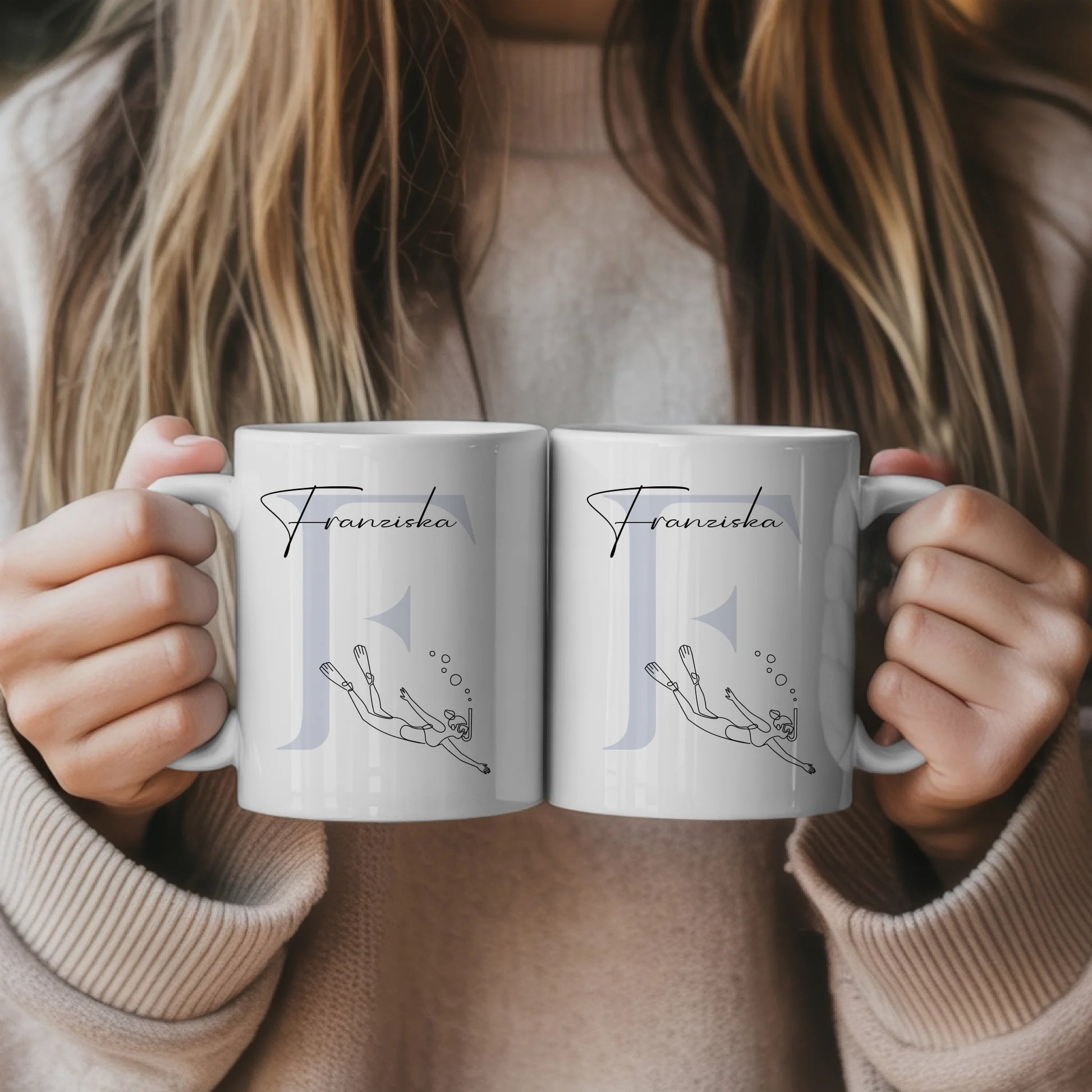 Personalisierte Tasse Mit Name Und Lineart Schnorchlerin Schnorcheln Geschenk 5