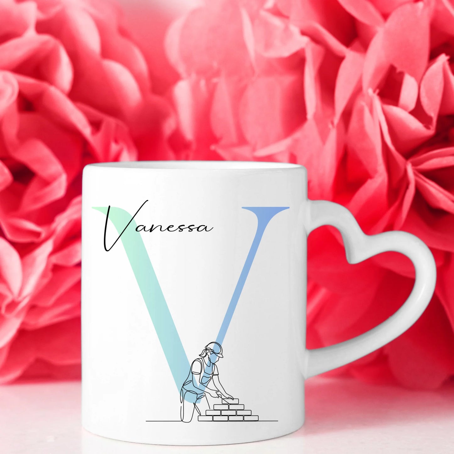 Kaffee Tasse Personalisiert Lineart Maurerin Maurer Individuelles Geschenk 8