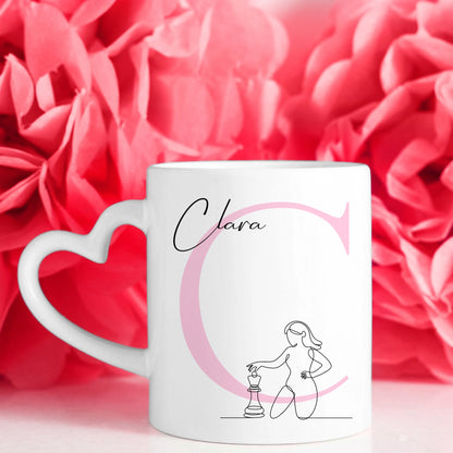 Ausgefallene Tassen Mit Name Lineart Schachspielerin Schach personalisiertes Geschenk 7