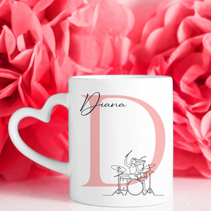 Personalisierte Tasse Mit Name Und Lineart Schlagzeugerin Schlagzeug Geschenk für Musikerinnen 7