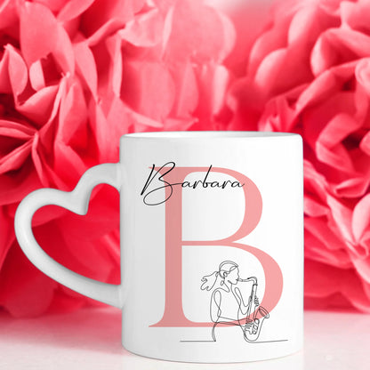 Ausgefallene Tassen Mit Name Lineart Saxophonistin Saxophon Personalisiertes Geschenk 7