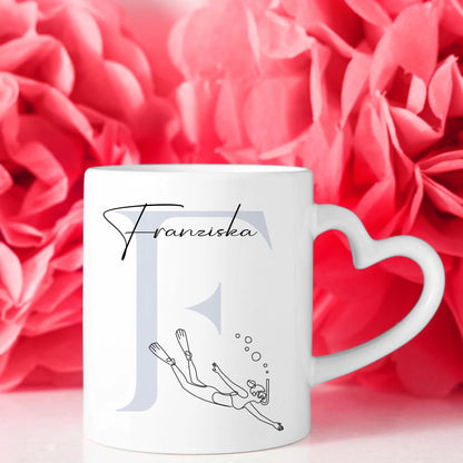 Personalisierte Tasse Mit Name Und Lineart Schnorchlerin Schnorcheln Geschenk 8